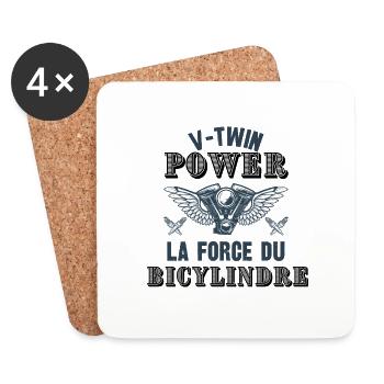 v-twin power - Dessous de verre (lot de 4) - blanc - Devant