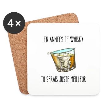 en années de whisky - Dessous de verre (lot de 4) - blanc - Devant