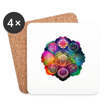 Blume des Lebens - Untersetzer (4er-Set) - Weiß - Vorne