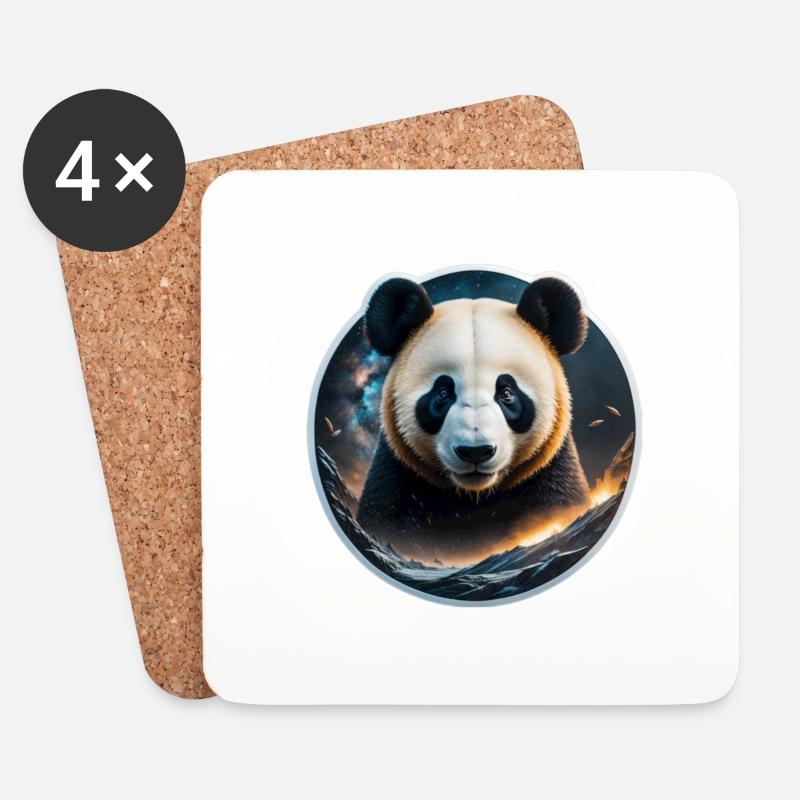 Panda - Untersetzer (4er-Set) - Weiß
