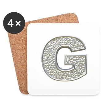 G, letter, letter G, initial, initial G, monogram, - Untersetzer (4er-Set) - Weiß - Vorne