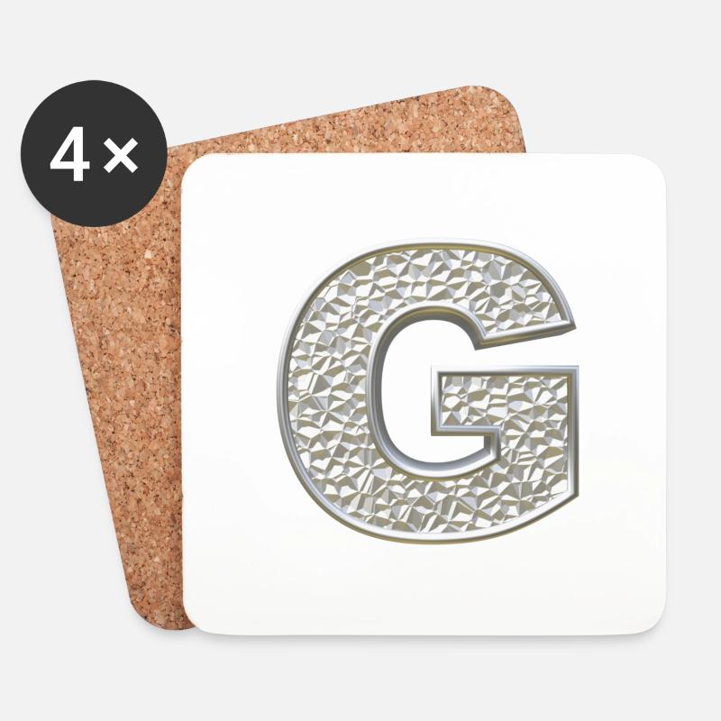 G, letter, letter G, initial, initial G, monogram, - Coasters (set of 4) - white