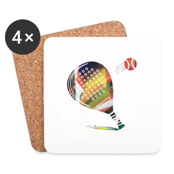 Padel Tennis, Tennis, Graffiti, bunt - Untersetzer (4er-Set) - Weiß - Vorne
