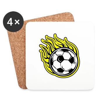 Fussball Flamme Feuer - Untersetzer (4er-Set) - Weiß - Vorne
