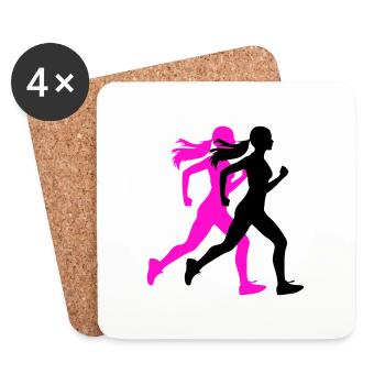 Running Marathon Woman Icon - Coasters (set of 4) - white - Front