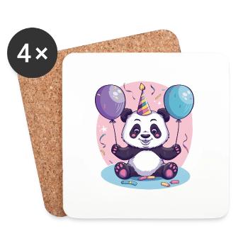 Panda Anniversaire Bande Dessinée - Dessous de verre (lot de 4) - blanc - Devant