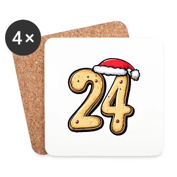 24 Numéro Noël - Dessous de verre (lot de 4) - blanc - Devant