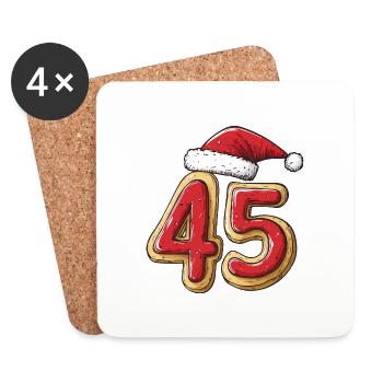 45 Zahl Weihnachten - Untersetzer (4er-Set) - Weiß - Vorne