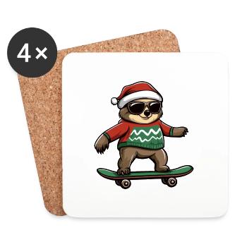 Sloth Christmas Funny - Coasters (set of 4) - white - Front