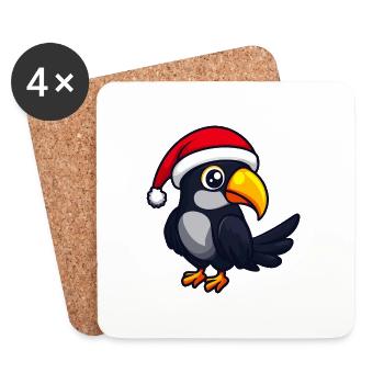 Toucan oiseau Noël mignon - Dessous de verre (lot de 4) - blanc - Devant