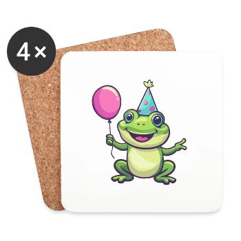 Frog Toad Birthday Baby - Coasters (set of 4) - white - Front