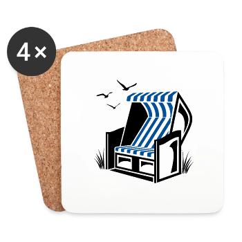 Strandkorb - Urlaub - Meer - Erholung - Untersetzer (4er-Set) - Weiß - Vorne