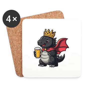 Drache Bier Lustig - Untersetzer (4er-Set) - Weiß - Vorne