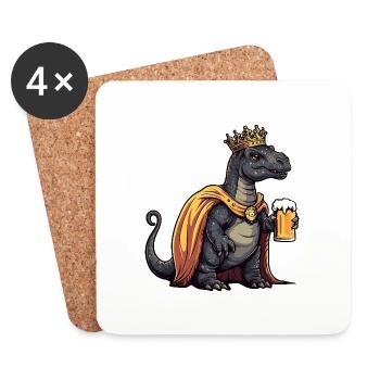 Dinosaur Brontosaurus Beer Funny - Coasters (set of 4) - white - Front