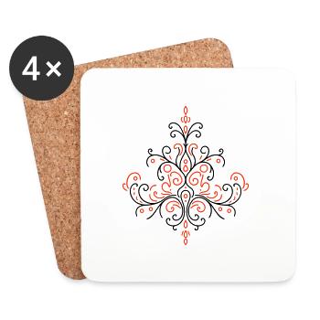 Ornament Boho - Coasters (set of 4) - white - Front