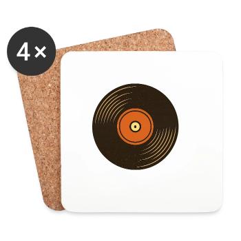 Retro Plattenspieler Design - Untersetzer (4er-Set) - Weiß - Vorne