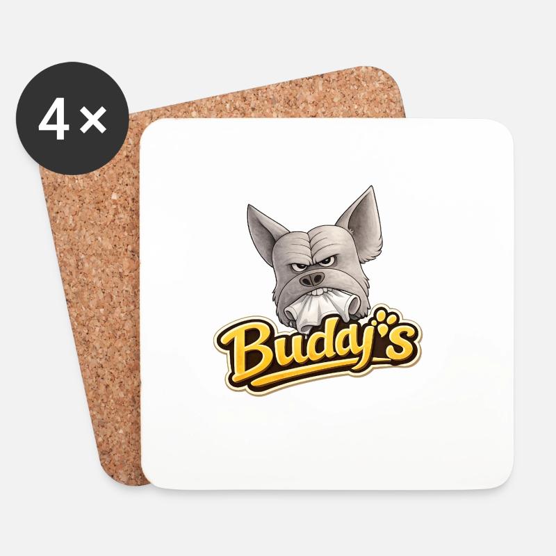 Buddy's Bulldog Maskenheld - Untersetzer (4er-Set) - Weiß