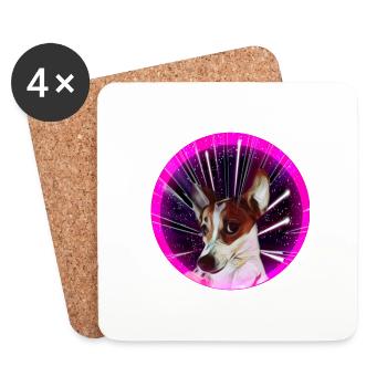 Dog love terrier animals circle neon - Coasters (set of 4) - white - Front