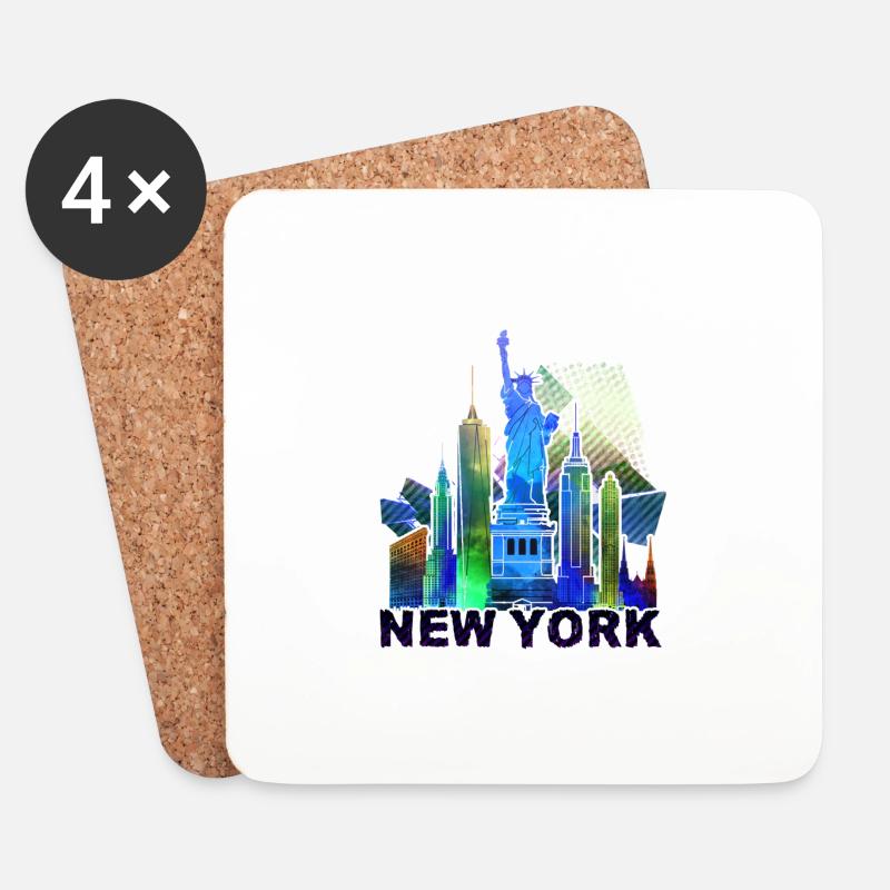 New York 3 J - Untersetzer (4er-Set) - Weiß