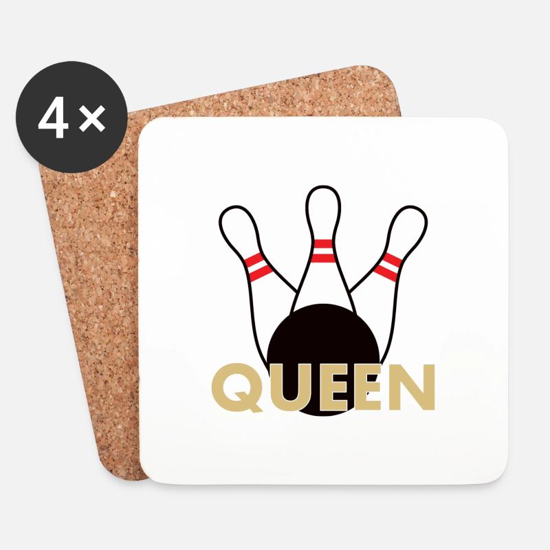Kegeln - Bowling Queen - Untersetzer (4er-Set) - Weiß