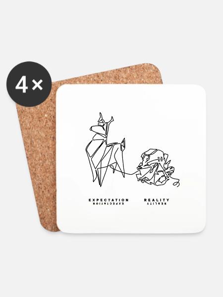 Line Art | Origami - Coasters (set of 4) - white