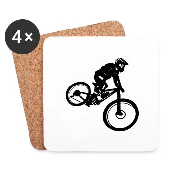 Downhill biking, radfahren, mountainbike - Untersetzer (4er-Set) - Weiß - Vorne