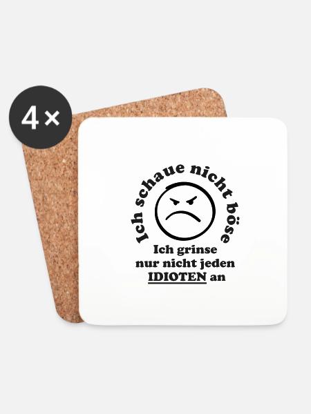 Lustiger Spruch: Ich grinse nicht jeden Idioten an - Untersetzer (4er-Set) - Weiß