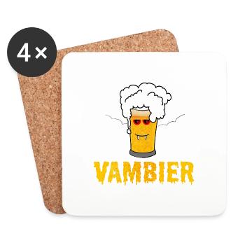 Vambier Halloween Bier Wortspiel Fledermaus Vampir - Untersetzer (4er-Set) - Weiß - Vorne