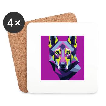 Portrait de chien Style Pop Art Berger Allemand Violet - Dessous de verre (lot de 4) - blanc - Devant