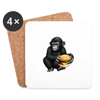Gorilla aime les cheeseburgers - Dessous de verre (lot de 4) - blanc - Devant