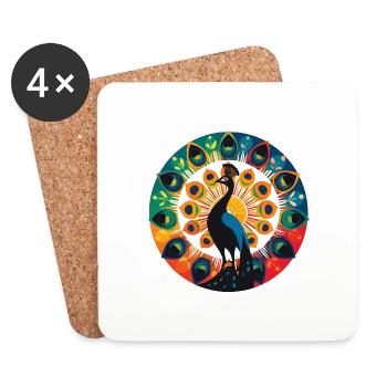 AfroPeacock (no1) - Untersetzer (4er-Set) - Weiß - Vorne