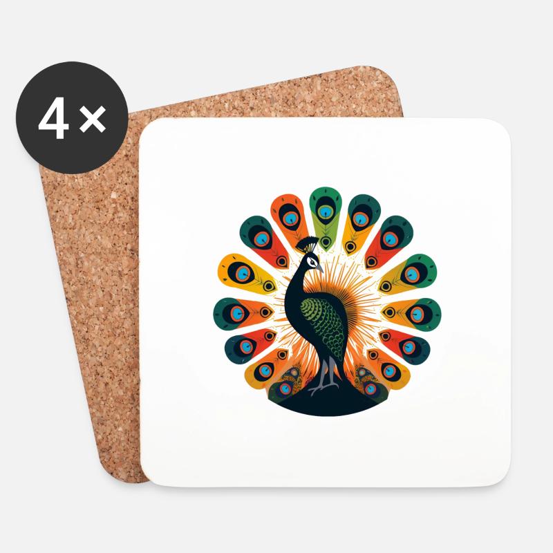 AfroPeacock (no3) - Untersetzer (4er-Set) - Weiß