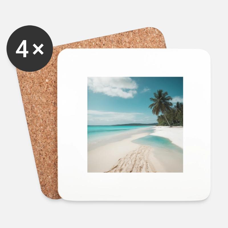 Tropischer Strand - Untersetzer (4er-Set) - Weiß