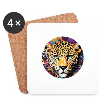 Leopard / Cheetah / Animal / Animal Print / Pattern - Coasters (set of 4) - white - Front