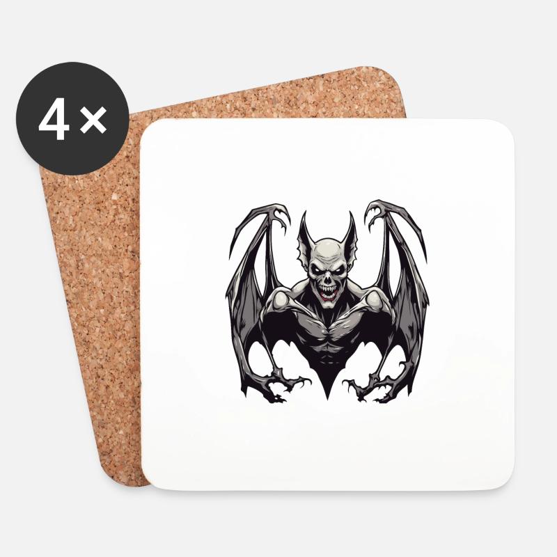 Fledermaus / Vampir / Dracula / Tier / Halloween - Untersetzer (4er-Set) - Weiß