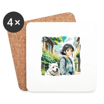 Anime / Comic / Japanisch / Zeichentrick / Cartoon - Untersetzer (4er-Set) - Weiß - Vorne