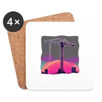 Crane / construction site / winch / crane system - Coasters (set of 4) - white - Front