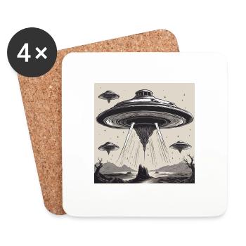 Alien / Spaceship / UFO / Area 51 / All / Mars - Coasters (set of 4) - white - Front