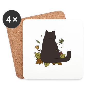 Herbstkatze #2 - Untersetzer (4er-Set) - Weiß - Vorne