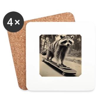 Raccoon / Animal / Photo / Wild / Funny / Robber - Coasters (set of 4) - white - Front