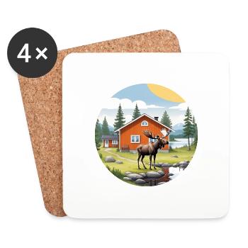 Nature Life Sweden Logo Moose Blog House Nature - Coasters (set of 4) - white - Front