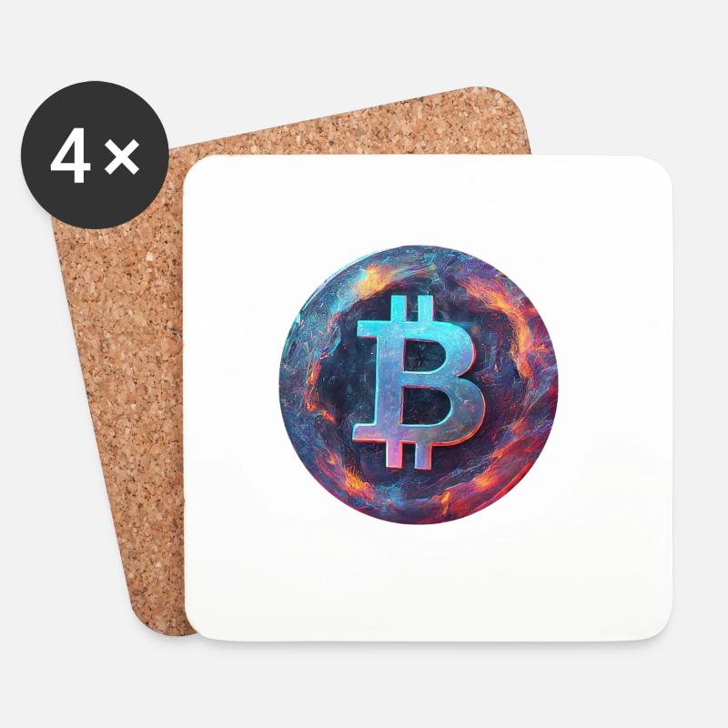 Bitcoin im Flammenmeer - Untersetzer (4er-Set) - Weiß