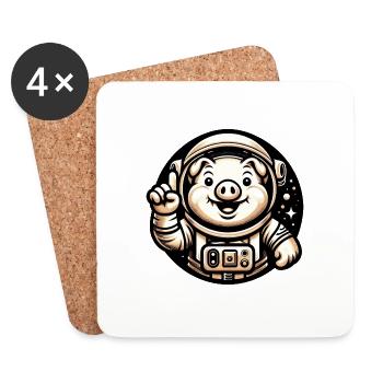 Astronaut Pig Space Universe Cosmonaut - Coasters (set of 4) - white - Front