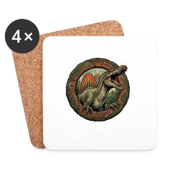 Spinosaurus dans l’Anneau de Pierre - Dessous de verre (lot de 4) - blanc - Devant