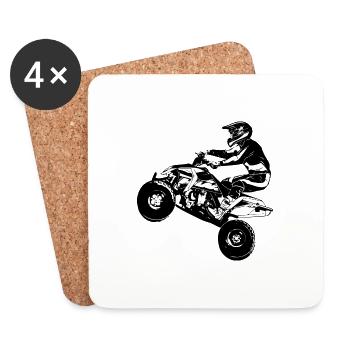 Quad Racing - ATV Racer - Dessous de verre (lot de 4) - blanc - Devant