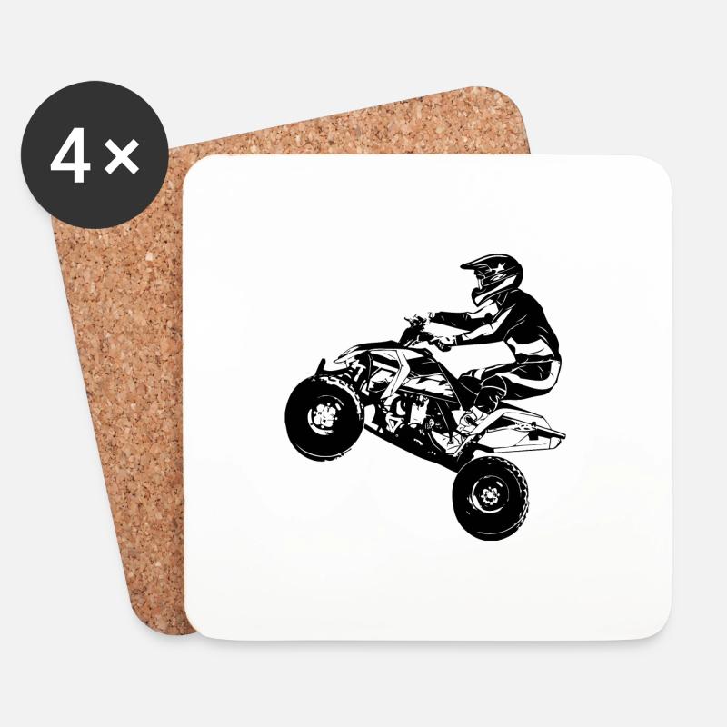 Quad Racing - ATV Racer - Untersetzer (4er-Set) - Weiß