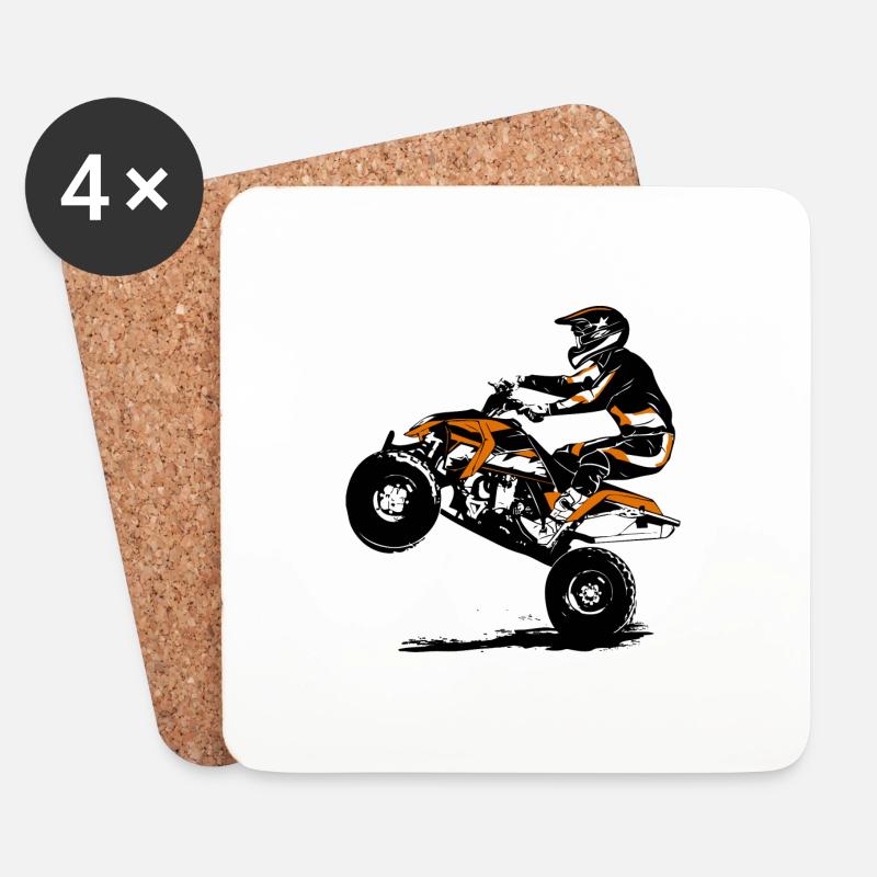 Quad Racing - ATV Racer - Untersetzer (4er-Set) - Weiß