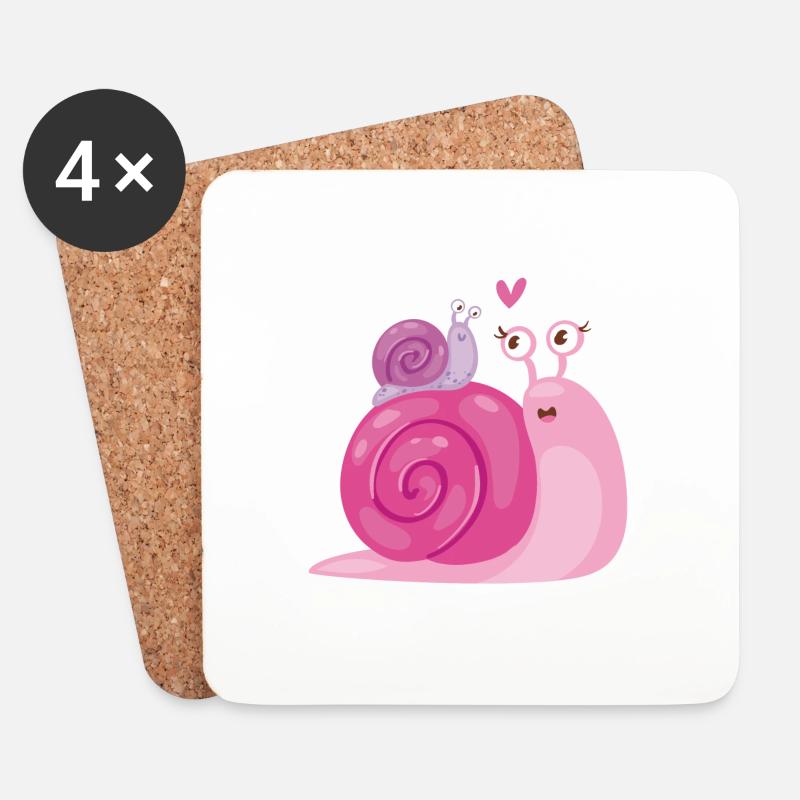 Lustige verliebte Schnecken - Untersetzer (4er-Set) - Weiß