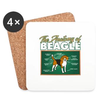 Anatomy Of A Beagle I Funny Beagle - Coasters (set of 4) - white - Front