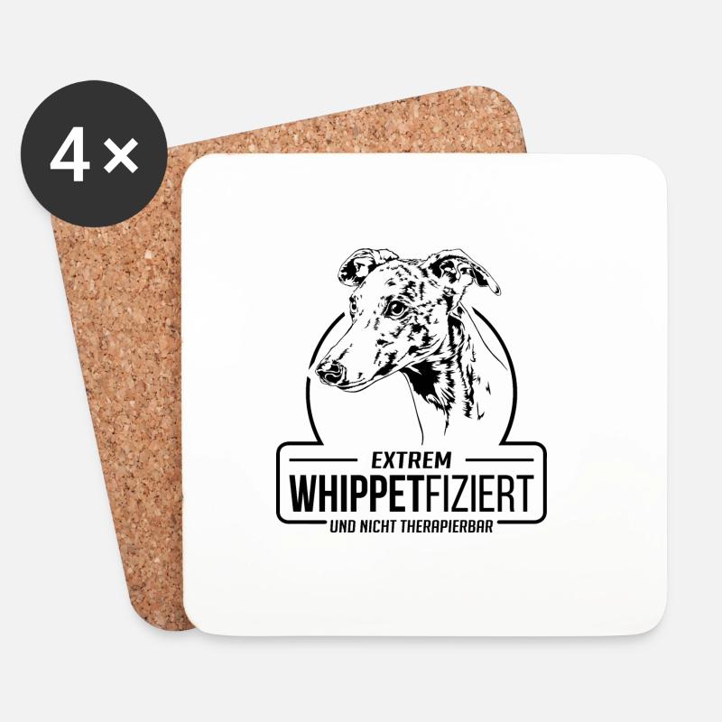 WHIPPETFIZIERT Whippet Hunde Spruch Wilsigns - Untersetzer (4er-Set) - Weiß